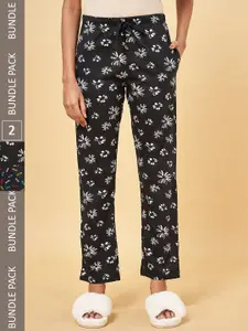 Dreamz by Pantaloons Women Pack of 2 Black Printed Cotton Lounge Pants