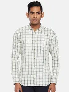 BYFORD by Pantaloons Men Cream-Coloured Slim Fit Checked Casual Shirt