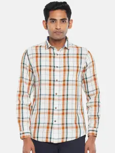 BYFORD by Pantaloons Men White Slim Fit Checked Casual Shirt