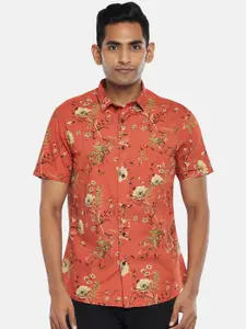 Urban Ranger by pantaloons Men Rust Slim Fit Floral Printed Casual Shirt
