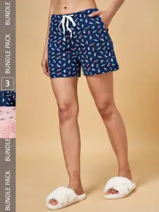 Dreamz by Pantaloons Women Multicoloured Printed Lounge shorts Set Of 3