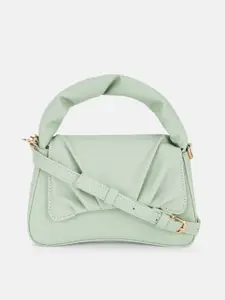 Forever Glam by Pantaloons Pista Green PU Structured Satchel