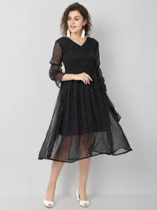 ISAM Black Georgette Midi Dress