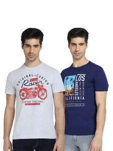 DYCA Men Grey & Blue 2 Printed T-shirt