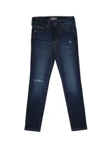 Pepe Jeans Girls Blue Skinny Fit High-Rise Low Distress Light Fade Jeans