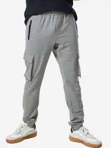 The Souled Store Men Grey Solid Track Pants