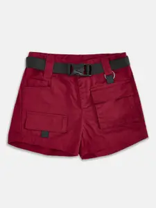 Pantaloons Junior Girls Maroon Cargo Shorts