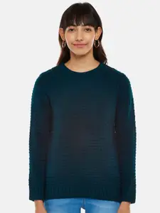 Honey by Pantaloons Women Teal Acrylic Pullover
