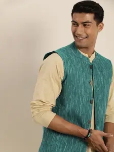 Taavi Men Ikat Pure Cotton Nehru Jacket