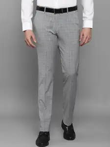Louis Philippe Men Grey Checked Trousers