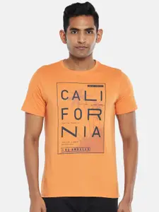 Urban Ranger by pantaloons Men Orange Typography Printed Slim Fit T-shirt