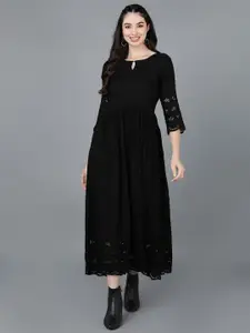 AHIKA Black Keyhole Neck Formal Maxi Dress