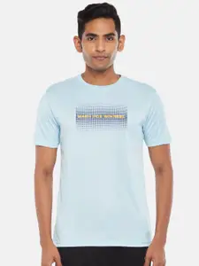 Ajile by Pantaloons Men Blue Typography Printed Cotton Slim Fit T-shirt