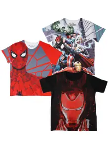 Marvel by Wear Your Mind Boys Red & Black Pack of 3 Spider-Man Printed T-shirt