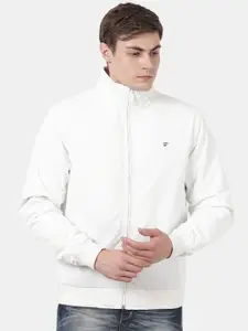 t-base Men White Windcheater Sporty Jacket