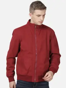 t-base Men Maroon Windcheater Bomber Jacket