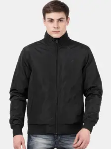 t-base Men Black Windcheater Bomber Jacket