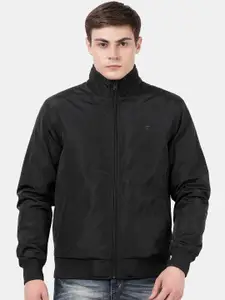 t-base Men Black Windcheater Bomber Jacket