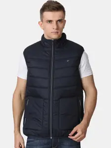 t-base Men Navy Blue Windcheater Puffer Jacket