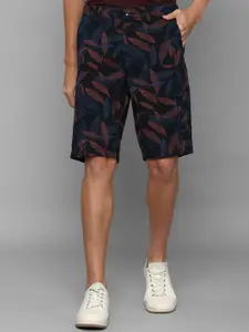 Allen Solly Men Navy Blue Camouflage Printed Slim Fit Shorts
