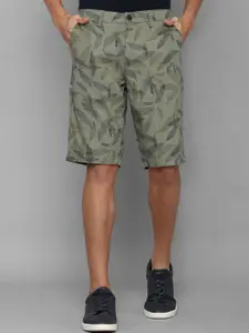 Allen Solly Men Olive Green Camouflage Printed Slim Fit Cargo Shorts