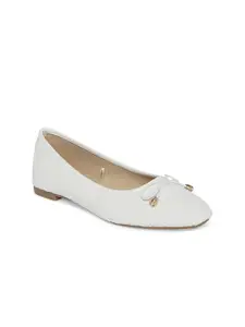 Forever Glam by Pantaloons Women White Textured Bows Flats