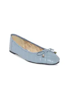 Forever Glam by Pantaloons Women Blue Textured Bows Ballerinas Flats