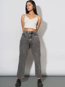 FREAKINS Women Grey High-Rise Heavy Fade Jeans
