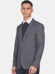 Arrow Arrow Men Blue Patterned Slim-Fit Single Breasted Formal Blazers