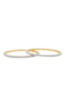 Shining Jewel - By Shivansh Set Of 2 Gold-Plated Solitaire Bangles