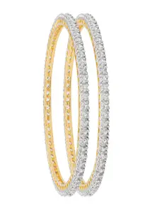 Shining Jewel - By Shivansh Set Of 2 Gold-Plated Solitaire Bangle