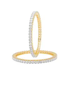 Shining Jewel - By Shivansh Set of 2 Gold-Plated Zircon Crystal Bangles