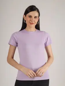 The Label Bar Women Purple solid T-shirt