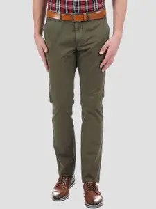 LONDON FOG Men Green Low-Rise Chinos Trousers