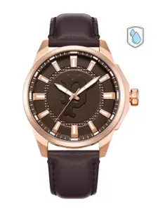 Police Men Brown Dial & Leather Straps Analogue Watch