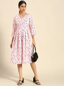all about you Pink Crepe Midi Dress