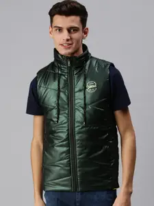 SHOWOFF Men Green Camouflage Lightweight Padded Jacket with Patchwork