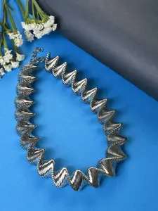 SOHI Silver-Toned Silver-Plated Necklace