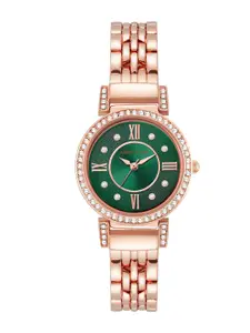 ANNE KLEIN Women Green Embellished Dial & Stainless Steel Bracelet Style Straps Analogue Watch AK3908GNRG