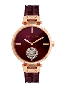 ANNE KLEIN Women Red Embellished Dial Bracelet Style Straps Analogue Watch AK3000RGBY