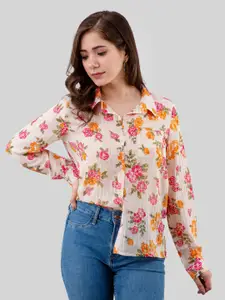 PRETTY LOVING THING White Floral Print Shirt Style Top