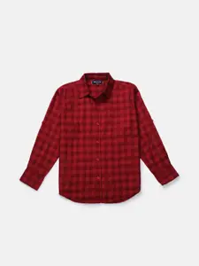 Gini and Jony Boys Red Buffalo Checks Checked Casual Shirt