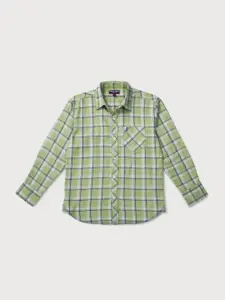 Gini and Jony Boys Green Checked Casual Shirt