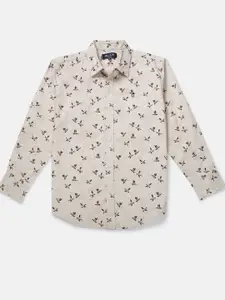 Gini and Jony Boys Khaki Printed Casual Shirt
