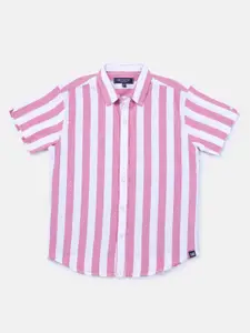 Gini and Jony Boys Pink Striped Casual Shirt