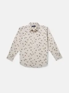 Gini and Jony Kids-Boys Khaki Animal Printed Casual Shirt