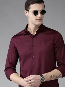 U.S. Polo Assn. U S Polo Assn Men Maroon Solid Casual Shirt