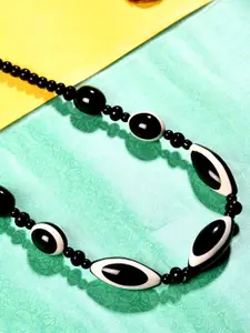 Bamboo Tree Jewels Black & Cream-Coloured Handcrafted Necklace