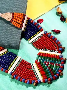 Bamboo Tree Jewels Red & Blue Handcrafted Necklace