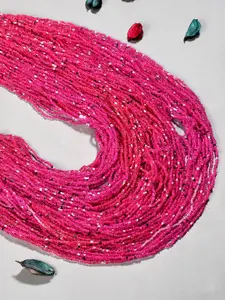 Bamboo Tree Jewels Pink & Blue Handcrafted Long Beaded Necklace